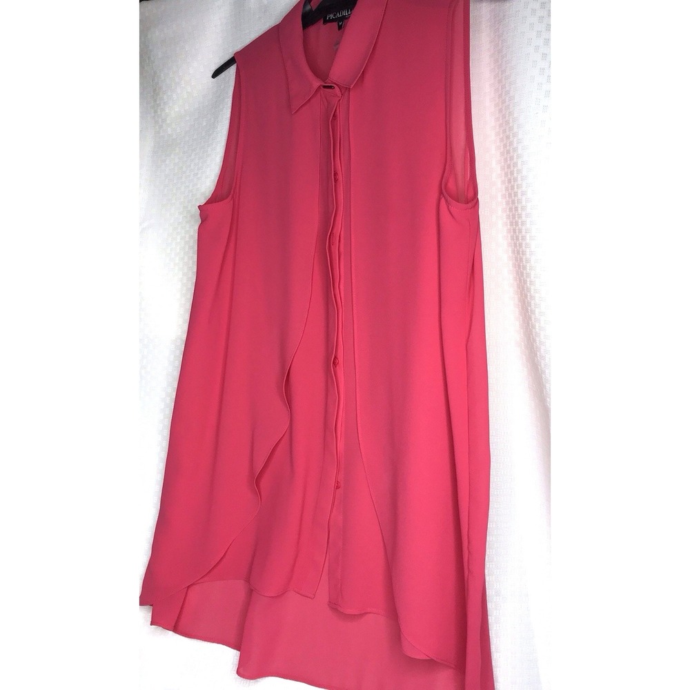 Picadilly Ladies Medium Resort Wear Sleeveless Blouse NWT$69 Fuschia Pink Top